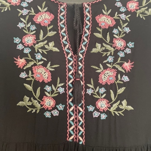 Arizona Jean Company Boho Floral Embroidery Babydoll Mini Dress Large - Picture 8 of 8